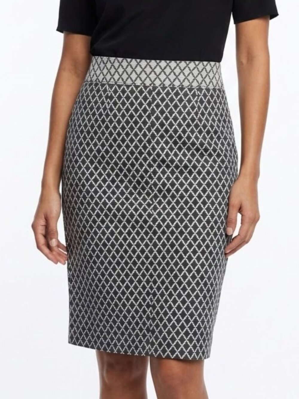 ONE 5 ONE Mod Optical Diamond Print Pencil Skirt with Pockets - Size L